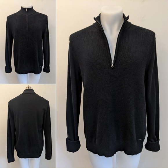 MICHAEL KORS 1/4 Zip Cotton Pullover Sweater, L - Picture 2 of 3